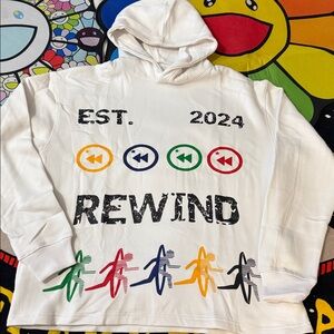 Rewind “Original Logo” Cropped Hoodie (White)